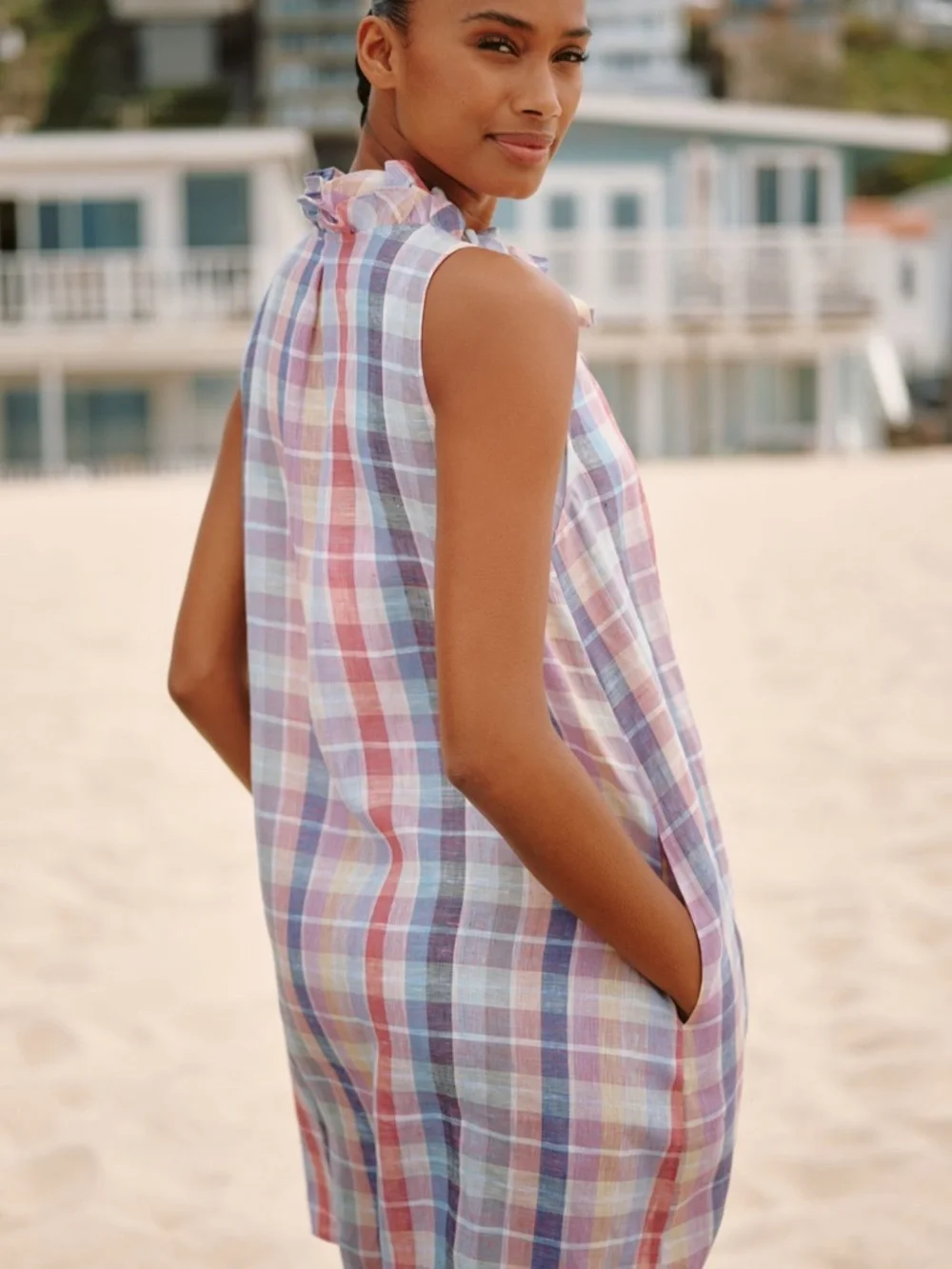 Sundays Gaelle Linen Sleeveless Swing Mini Dress - Picture 2 of 12